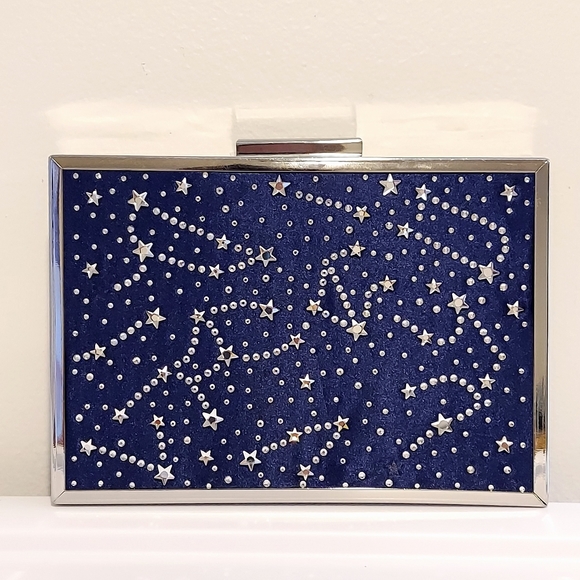 INC Nadia Celestial Clutch NavySilver Handbag SALE - Picture 4 of 12